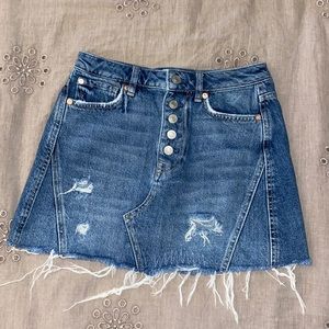 Free People Distressed Denim Skirt